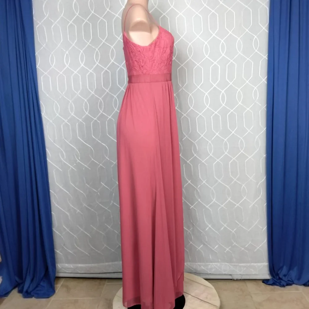 Adriana Papell Gown Salmon Peach Bridesmaid, Prom, evening gown Lace Top8 - Picture 8 of 10
